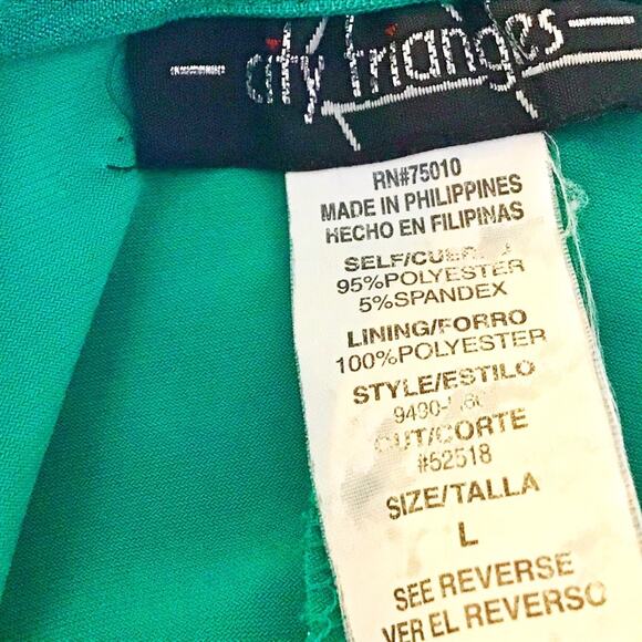 90s Backless Dress Vintage City Triangles Sparkly Green Halter Dress Sz L Junior - Picture 7 of 13